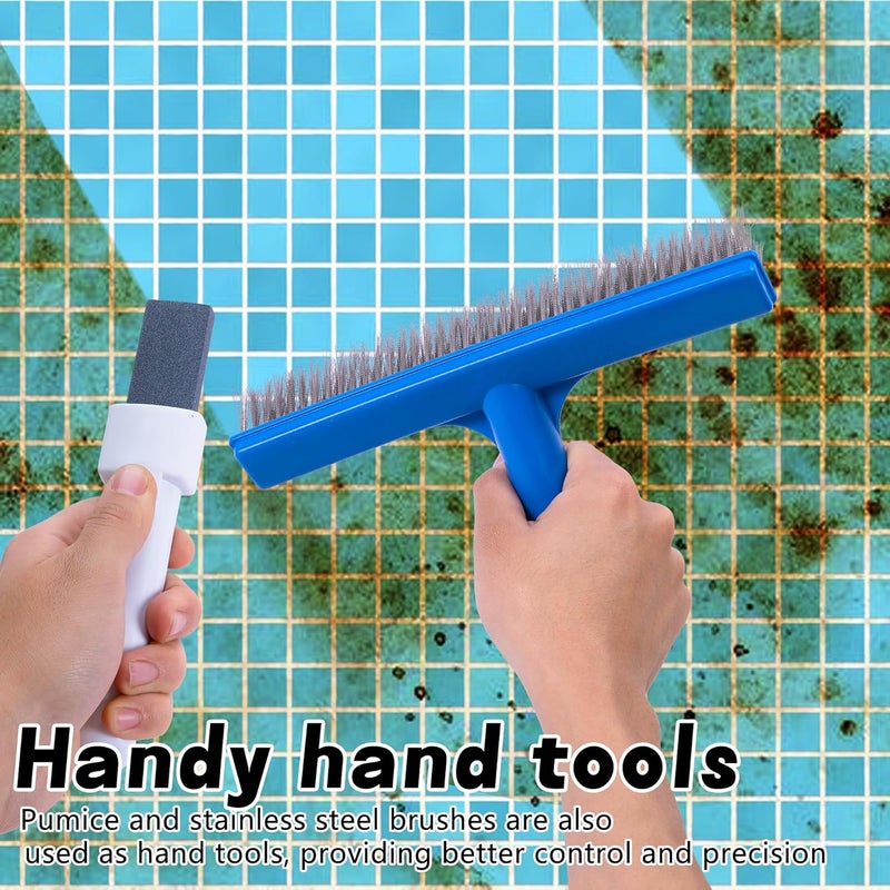 Adnee 3 Pcs Pumice Stone and Pool Brush Kit-Pumice Stones with Handle and 10" Stainless Steel Pool Brush-Pumice Stone Set to Remove Rust Spots Calcium Deposits - Image 5